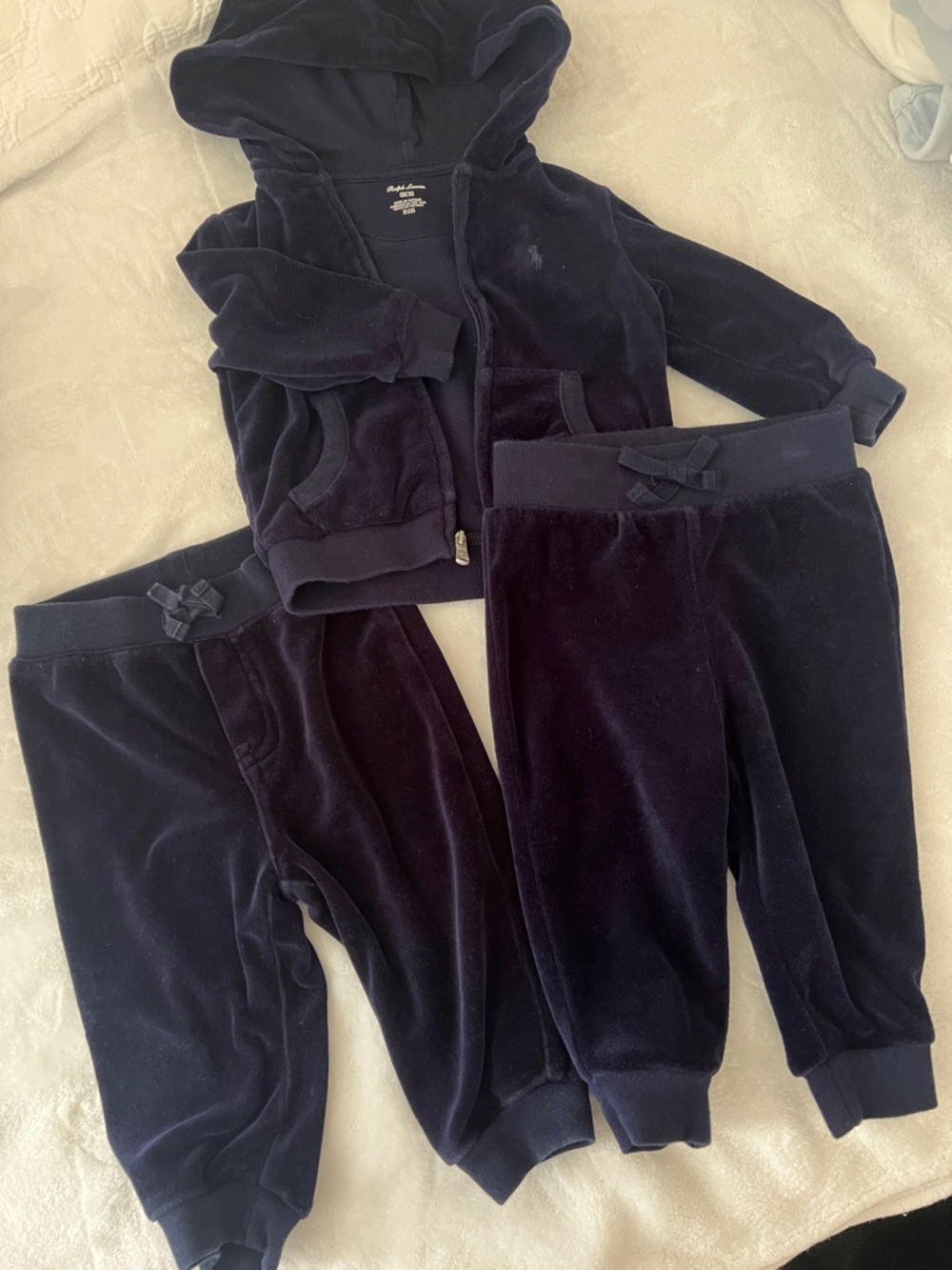 Ralph Lauren Kids Velour Hoodie & Joggers Set - Navy